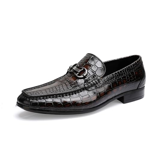 Mocasines de piel con estampado de cocodrilo y zapatos formales de hombre
