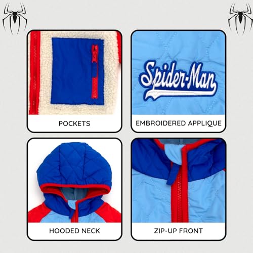 Marvel Spider-Man Faux Shearling Zip Up Jacket Colorblock Toddler to Big Kid Sizes (3T - 10-12)4