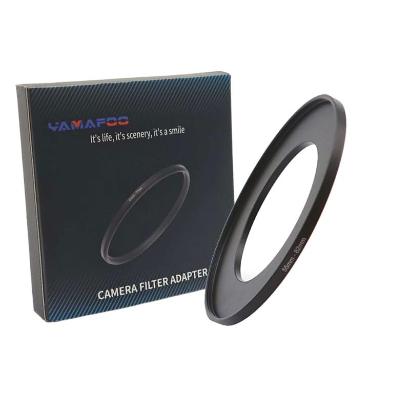 YAMAFOO 55mm to 82mm Step-Up Ring/Step Down Rings Filter Adapter for All Brands UV ND CPL Metal Ring Step-Up Rings Adapter Filter,Black(55-82)