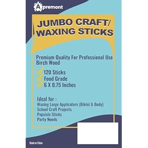 120 palitos grandes de madera jumbo para manualidades (6 x 3/4 pulgadas), madera orgánica natural de primera calidad para depilación, proyecto de manualidades, depresor de lengua, paleta, palillo de