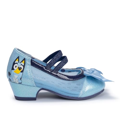 Bluey Light Mary Jane High Heels for Toddlers Officially Licensed Bow Ballet Slippers and Kids Dress Shoes Light Blue Size 9 Toddler