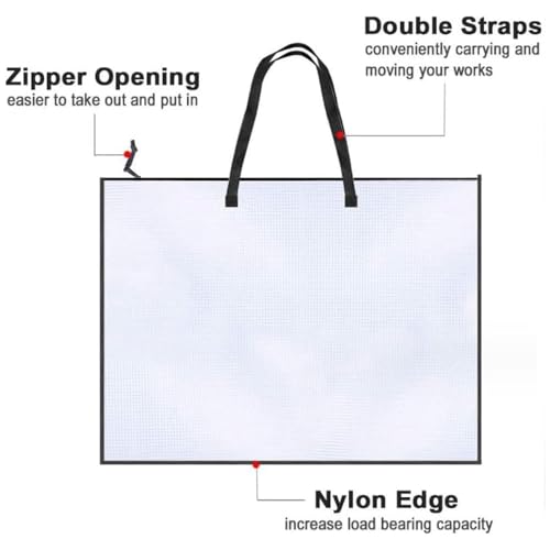Oaygat 2pcs 36 x 24 Inch Bulletin Board Storage Bag Art Portfolio Folder Spacious Art Storage Case with Transparent Design Zipper Closure and Carry Handle Artist's Arts Bag - Image 6
