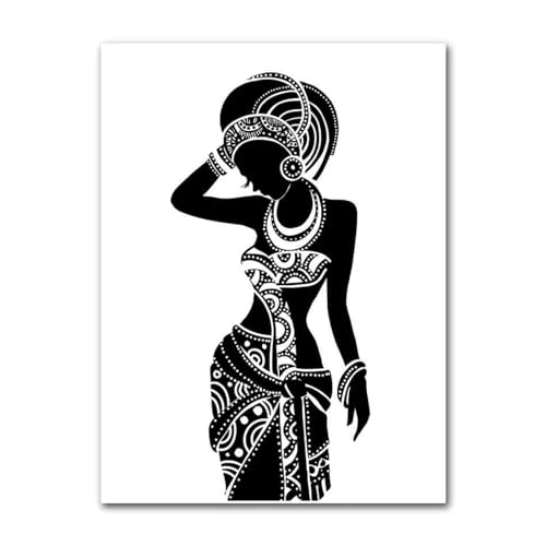 Toile femme africaine avec bébé impression d'art noir et blanc