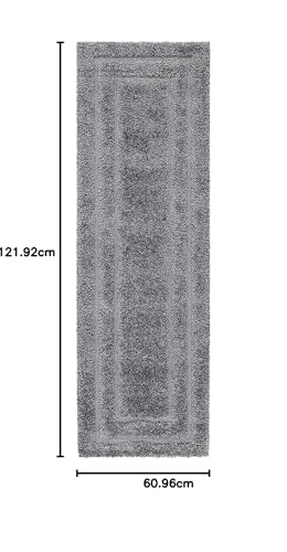 Image of (Pack of 2 Rectangular Box Shaggy Carpet for Living Room, Bedroom, High Low Design Finish Microfiber 1.8 Inch Pile High, 2x4 Feet Runner Grey|Grey Color