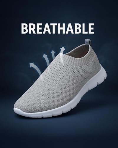 Image of Kraasa Tread Walking Shoes for Men | Knitted Slip-On Sneakers