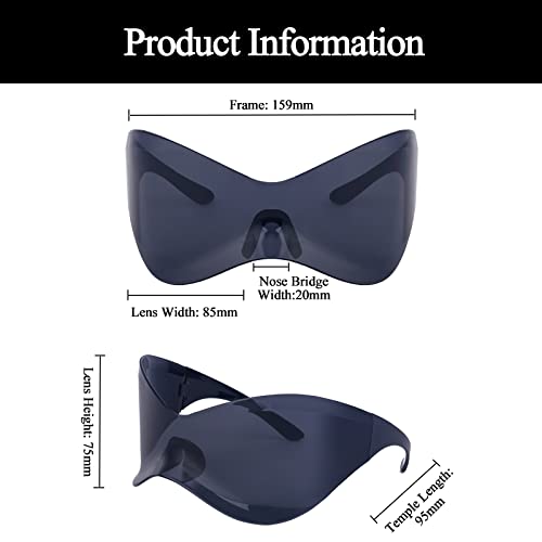 LJCZKA Futuristic Oversized Y2k Sunglasses for Men Women Wrap Around Fashion Shield Mask Cool Sun Glasses Ladies Shades3