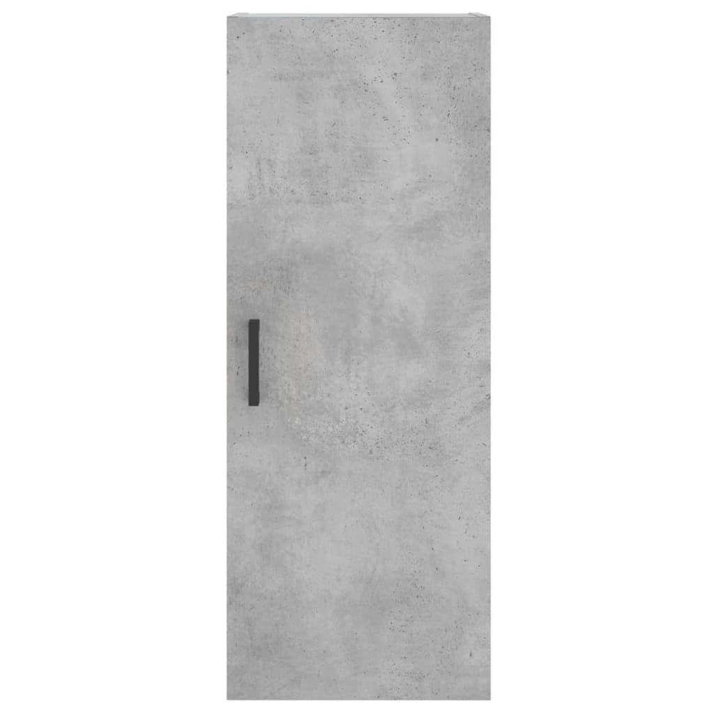 Kredens ze sklejki betonowej szarej wysokiej kredensu z metalowymi drzwiami i nogami do organizacji domu 34,5x34x180 cm