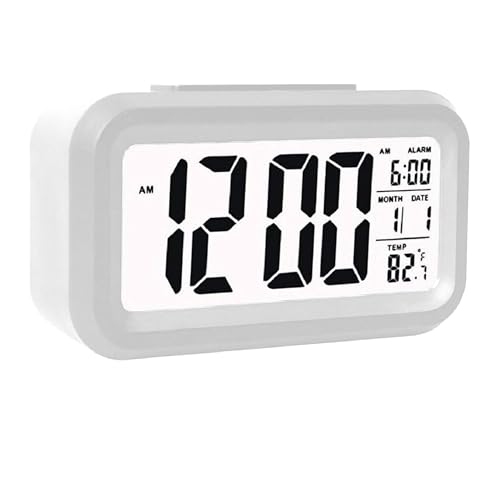 Image of Casa Copenhagen Digital Alarm Clock Table Clock for Students, Home, Office, Corporate with Automatic Sensor, Date & Temperature - White