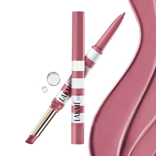 Image of Lakme 9to5 Hya Beach Edit, Lipstick + Liner Duo, Pro Pink, Infused with Hyaluronic Acid, Vitamin E, Jojoba Oil, Comfortable Matte Finish, SPF Powered, Hydrating Lipstick, 2+0.2 g