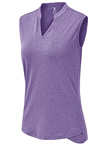 Image of BGOWATU Women's Golf Polo T-Shirts Sleeveless V Neck Collarless Tennis Shirts UV Protection Quick Dry Lightweight