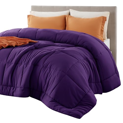 Image of Bedsure Comforter Duvet Insert - Quilted Comforters Full Size, All Season Duvet, GentleSoft Down Alternative Bedding Blanket, with 8 Tabs, Gifts for Women /Men, Purple, Full 86 x 82 Inches