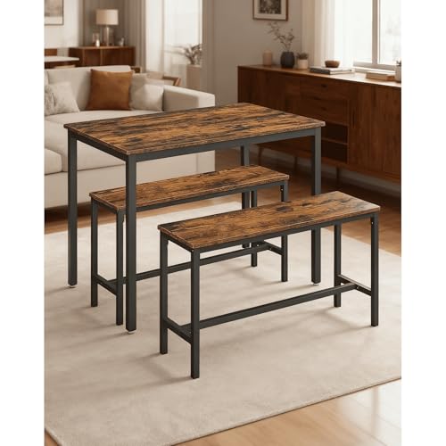 Jetfans 43" Dining Table Set for 4 with 2 Benches,