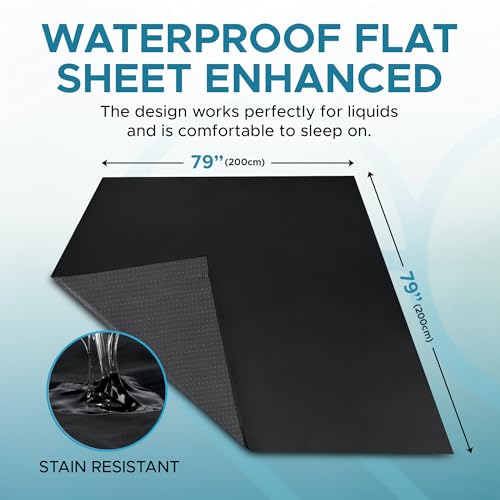 Image of Waterproof Nuru Massage Flat Sheet | 79 x 79 inches (200 x 200 cm) | Anti-Slip Vinyl Grip Underside | Soft Polyester Spandex with TPU Lamination | Throw Anywhere | Couples Massage