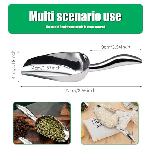 Ice Scoop for Freezer Stainless Steel Ice Flour Utility Scoop for Ice Maker Kitchen Bar Party Wedding, Heavy Duty, Dishwasher Safe 6 OZ Utility Flour Scoop (Curled Handle-1pc)