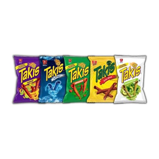 Barcel Takis Chips Variety Flavor Pack (Takis Mexico Imported) - Takis Original, Takis Fuego, Takis Blue Heat, Takis Salsa Brava, Takis Huakamoles - Box of 5 Bags (Net. 70g each)
