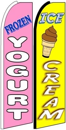 Frozen Yogurt, Ice Cream King Size Swooper Flag Sign Pack of 2