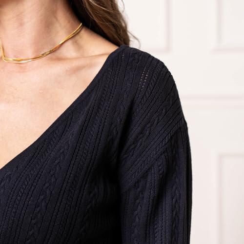 Image of Hope & Henry Women's Long Sleeve Fine Gauge V-Neck Sweater