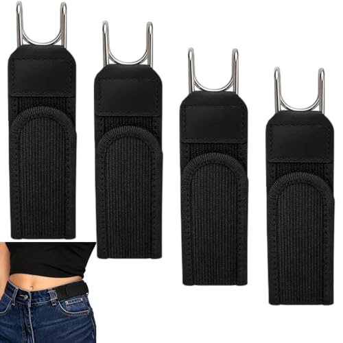 XILEPINGAN 4 Pièces Ceinture Sans Boucle Invisible, Ceinture Sans Boucle Homme et Femme, Idéale pour Bureau, Sport, Voya