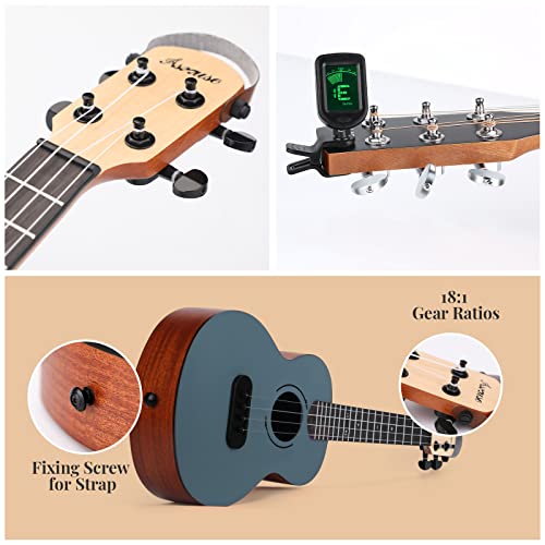 Asmuse Concert Ukulele Mahogany 23 Inch Ukelele For Kids With Free Online Lesson Gig Bag Strap Nylon String Tuner Picks (Blue) #TOP2