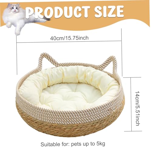 Panier de chat tissé haut de gamme lit de chat intérieur avec coussin