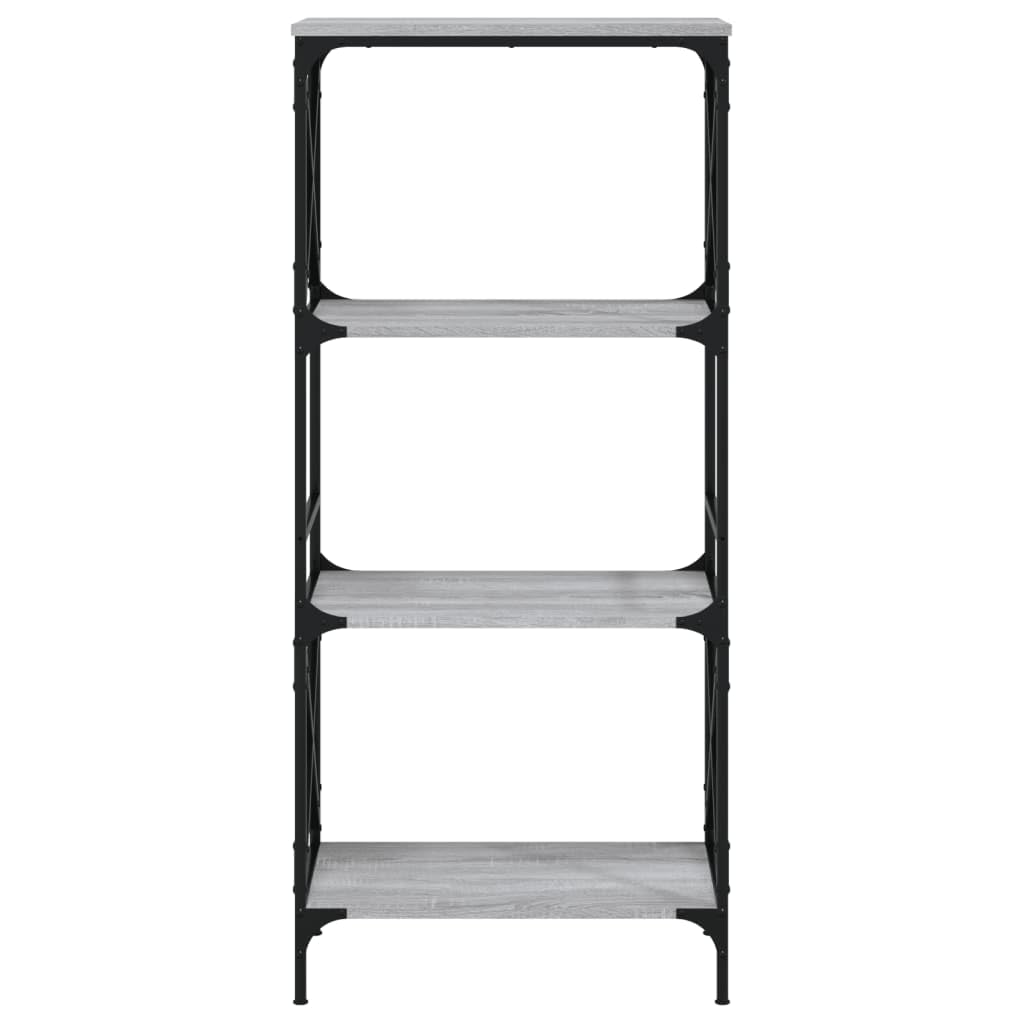 Homgoday Regał na książki, 4 półki, stojący, biurowy, magazynowy, do przechowywania, regulowane nogi, do salonu, gabinetu, biura, szary, Sonoma, 59 x 35 x 132 cm, materiał drewnopochodny