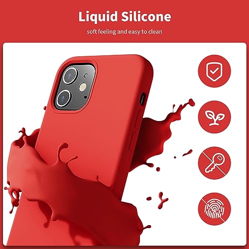 TAXXOE Silicone Case Compatible with iPhone 12 Case/12 pro case Soft Ultra Slim Protective Shockproof Liquid Silicone Phone Case,Anti-Scratch Microfiber Lining, 6.1" Red - Image 2