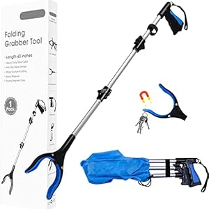 QAYSKYTY Reacher Grabber Pickup Tool 43 Inch, Extra Long Grabber Tool for Elderly + Magnets & Rotating Head, Sturdy Grabber Reacher Tool for Trash Pick Up – Mobility & Daily Living Aids