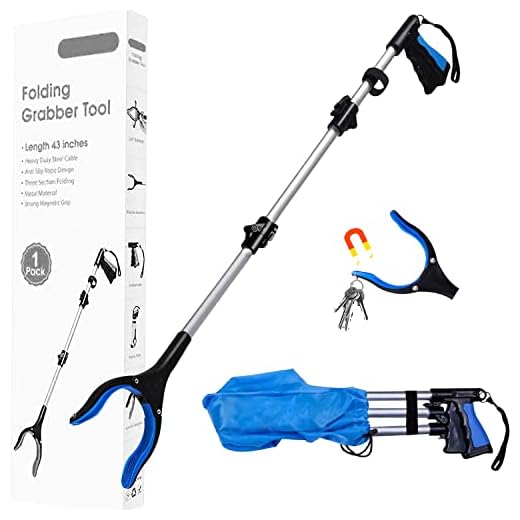 QAYSKYTY Reacher Grabber Pickup Tool 43 Inch, Extra Long Grabber Tool for Elderly + Magnets & Rotating Head, Sturdy Grabber Reacher Tool for Trash Pick Up - Mobility & Daily Living Aids