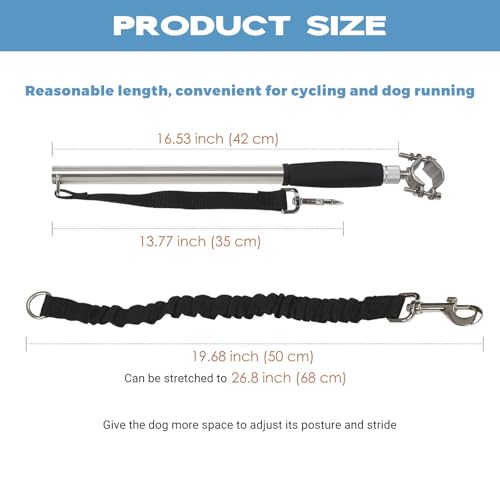 Fahrradleine Hund, Fahrrad Hundeleine, Hundestange für Fahrrad, Starke StoßDäMpfung | Verstellbar | Abnehmbar, Abnehmbar Hunde Fahrradstange, für Gassigehen, Laufen, DraußEn