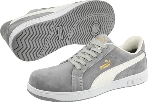 Image of Puma Safety Iconic Suede Low Women's Shoes, Composite Toe, Static Dissipating Safety, Slip Resistant, Grey, Size W5 (640125-05-800)