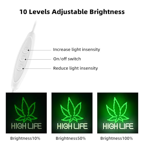 Image of Weed Neon Sign, USB Powered Weed Decor for Wall, Marijuana Light Cannabis Wall Art Signs Suitable for 420 Friendly Room Decor, Bar, Game Room, Party