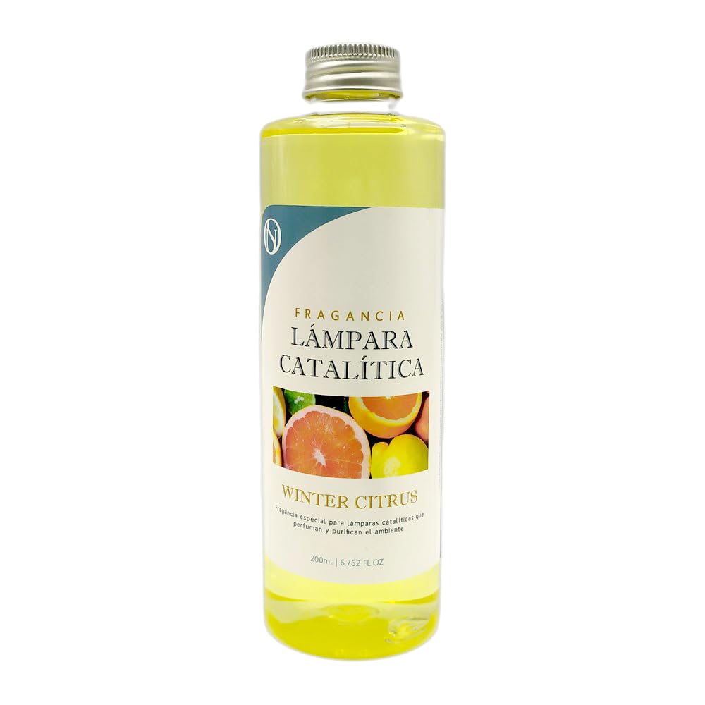 Pack Ahorro Lámpara Catalítica Mosaico Bicolor + Fragancia Aroma Winter Citrus 200ml. Elimina malos olores e impurezas, perfuma y limpia.