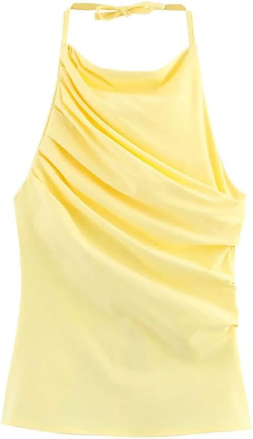 Women's Pleated Elastic Tie Straight Collar Top