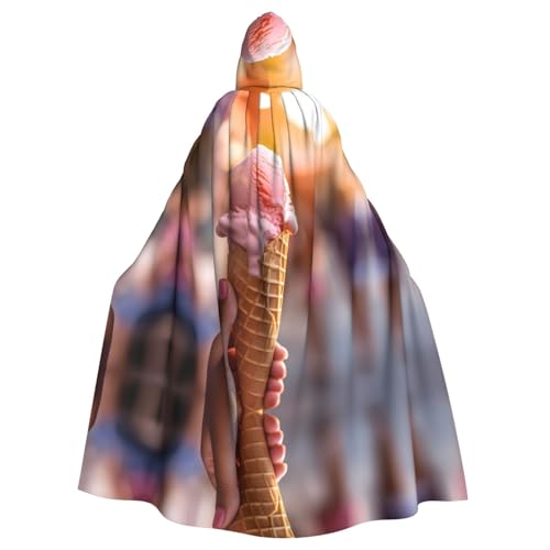 WBQLSL Frozen Yogurt Halloween Umhang Maskerade Kapuzen Umhang Rave Party Kostüm (Länge 147cm/Kapuze Höhe 38cm)