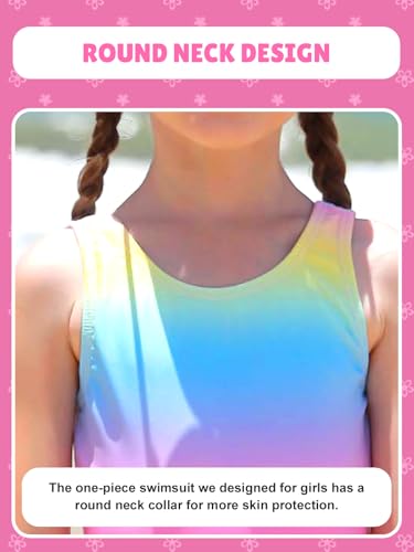 Angel season Girls One Piece Swimsuit and Quick Dry Cute Toddler Girls Rainbow Bathing Suit Size 5-6T Bundle2