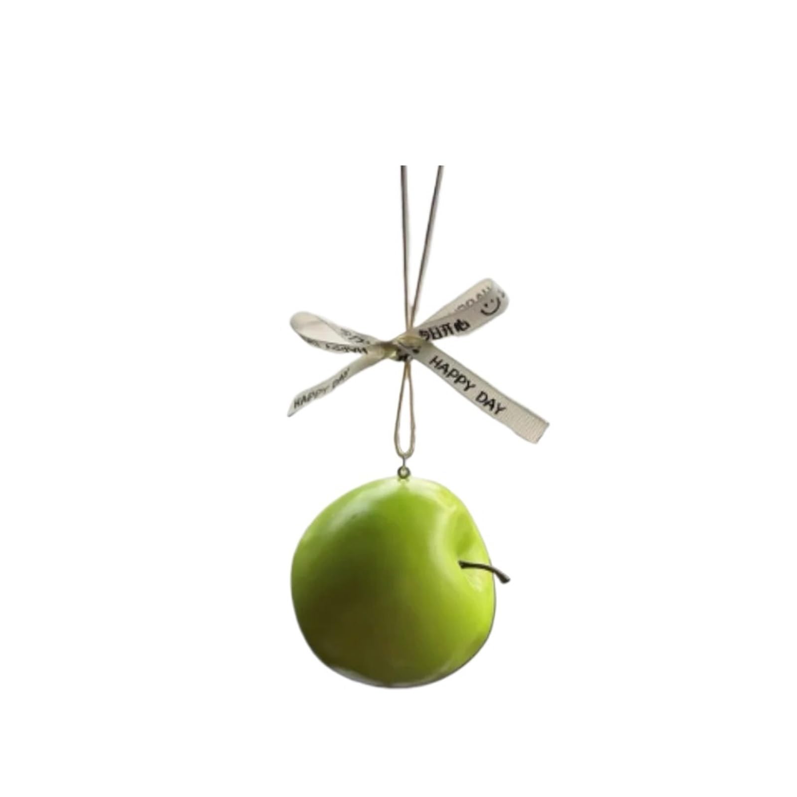 Creative A-pple Simulated Car Ornament - Fun Fruit Rearview Mirror Pendant(Green)