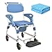 Silla con inodoro, sillas de ruedas para baño con almohadillas de cama lavables Taburete de ducha Asiento de inodoro Silla de ruedas El reposabrazos se puede levantar Silla de baño para ancianos disca