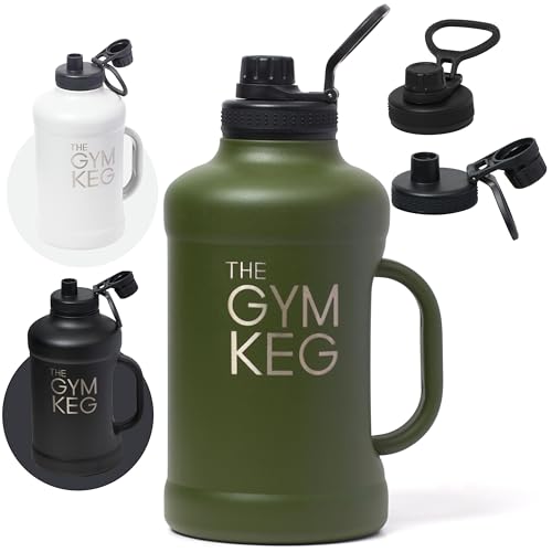 Gym Keg - Botella de agua de 2 litros, botella de agua más fría, botella de agua grande aislada, acero inoxidable duradero, mantiene el agua fría durante 24 horas y caliente durante 12 horas, apta