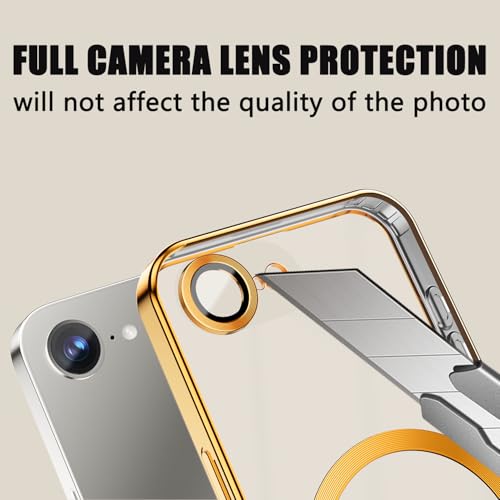 Image of Misscase for iPhone 17e & iPhone 16e Magnetic Glitter Case Compatible with MagSafe,Camera Lens Protector Full Protection Elegant Anti-Scratch Dust-Proof Net Cover for iPhone 17e & iPhone 16e Gold