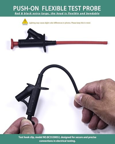 Image of Flexible Test Hook Clamp, Heavy Duty Test Hook Clips with 4mm Banana Socket for Automotive Power Electrical Test