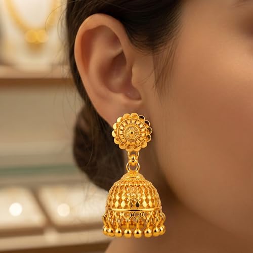 Image of Traditional Gold Plated Jhumka Earrings Combo Set of 4 for Women & Girls | Ethnic Jhumki Jewellery
