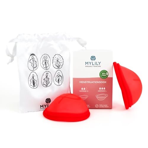 MYLILY® Menstruations Disk 2er Set | 100% medizinisches Silikon I Periode | Menstruations disc I Nachhaltig & kostensparend I Menstruationsscheibe | wiederverwendbar I S + L