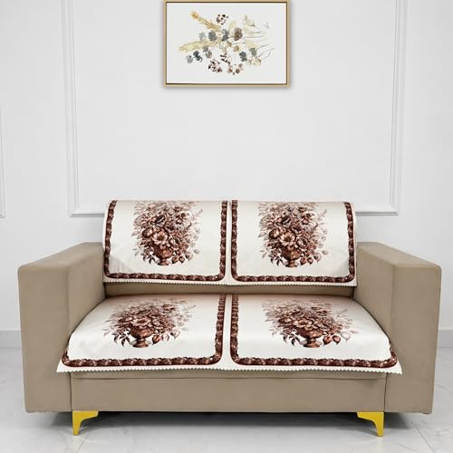 Image of Homerz Premium 'Luxe Series' Holland Velvet Sofa Cover | Smooth Finish | Anti-Skid Fleece Backing | Soft Touch Couch Protector for Living Room (Rust, 2 Seater, Seat Cover with Backrest)