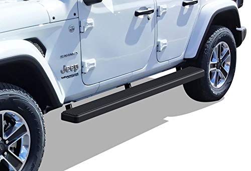 APS Running Boards 6in Matte Black Compatible with Jeep Wrangler JL 2018-2025 4-Door (Include 21-25 4xe) (Factory sidesteps or Rock Rails Have to be Removed) (Nerf Bars Side Steps Side Bars)