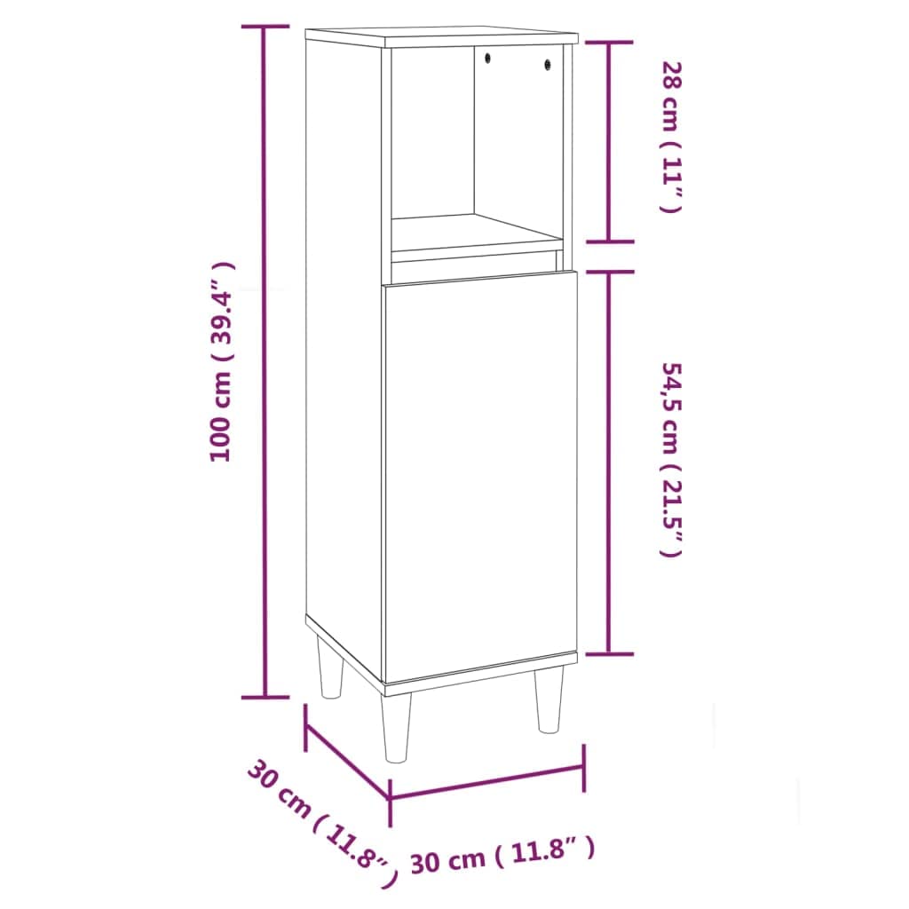 vidaXL Badmöbel Set 3-TLG., Badschrank Holzbeine, Badezimmer Unterschrank Hochschrank Midischrank, Badezimmermöbel, Weiß Holzwerkstoff