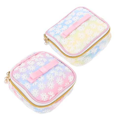 FONDOTIN 2 piezas Bolsa para Guardar Compresas Sanitaria con Bordado Portátil y Resistente para Higiene Femenina Colores Surtidos para Viajes y Uso Diario Color Aleatorio Color Aleatorio