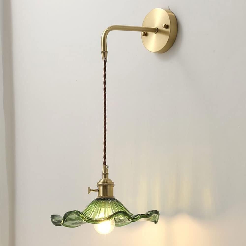 CWCQGH Wall Sconces, Wall Lamp Living Room Metal Indoor Wall Lights Flower Glass Wall Sconces Hallway Vanity Light Fixtures Pendant Wall Lantern,2