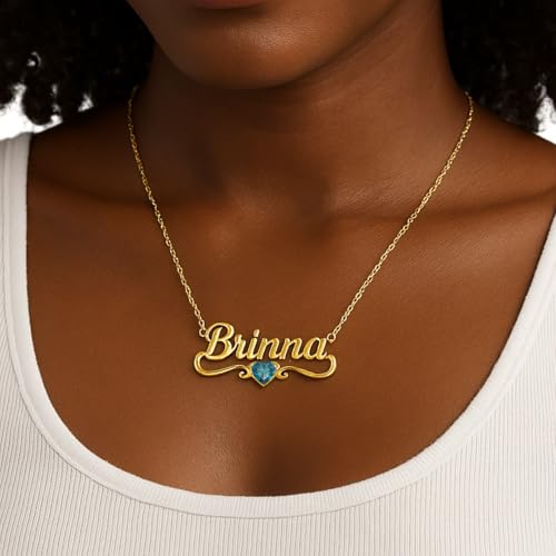 Custom Name Necklace with Birthstone Personalized Necklace for Women Mother's Day Gift from Daughter and Son Mom Necklaces Gifts for Women2