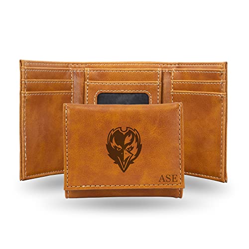 Rico Industries NFL Baltimore Ravens Brown Personalized-Custom Laser Engraved Tri-fold Wallet - Slim Wallet