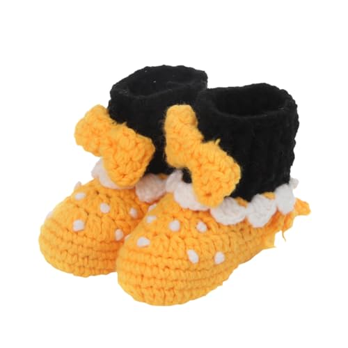 Baby Booties Infant Girl Boy Soft Knit Booties Slippers Socks Shoe Newborn Non Slip First Walking Shoes Winter Boots (Yellow, 0-3 Months)